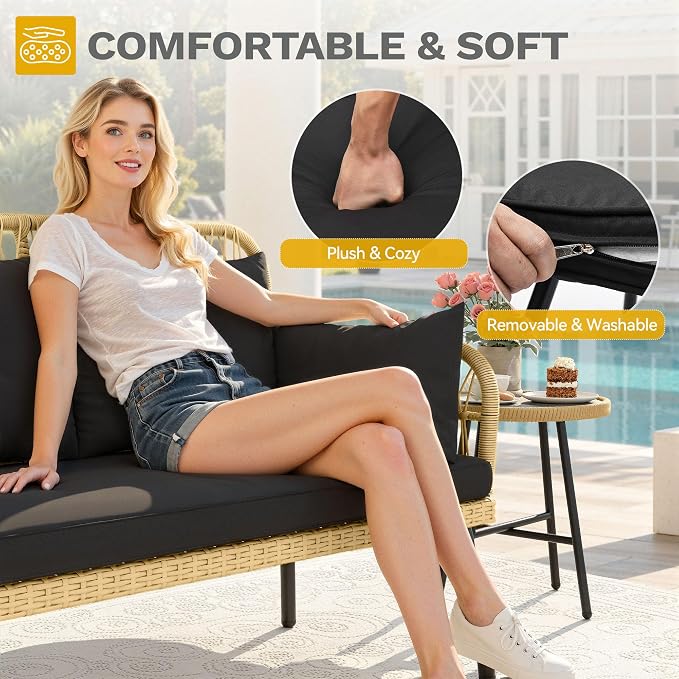 DWVO Outdoor Loveseat, Patio Wicker Furniture Set - Image 4
