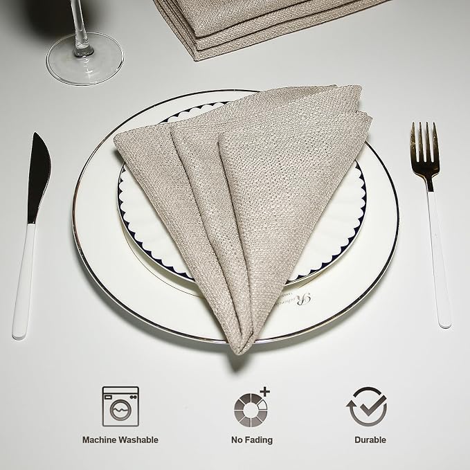 BALCONY & FALCON Cloth Napkins Set of 12 Washable Linen Napkins Absorbent - Image 3