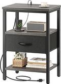 SUPERJARE Nightstand with Charging Station, Bed Side Table with Adjustable by SUPERJARE