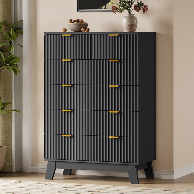 BORNOON 46" Tall Dresser for Bedroom, 6-Drawer Fluted Chest of Drawers - Image 3