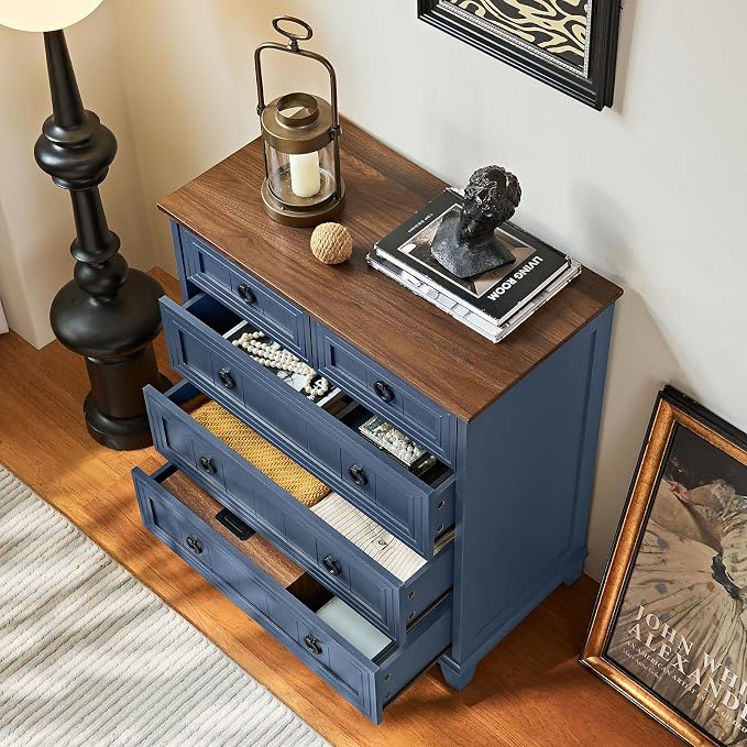 Joaxswe Farmhouse 5 Drawer Dresser - Image 5