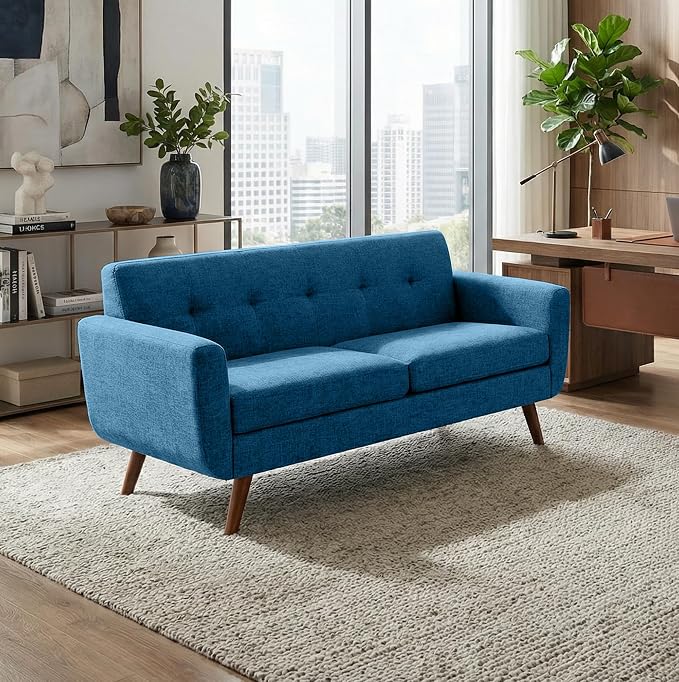 Tbfit 65" W Loveseat Sofa, Mid Century Modern Decor Love Seat Sofas and Couches - Image 4
