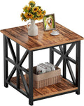 GreenForest End Table with 2-Tier Storage Shelf, 19.7 inch Side Table by GreenForest