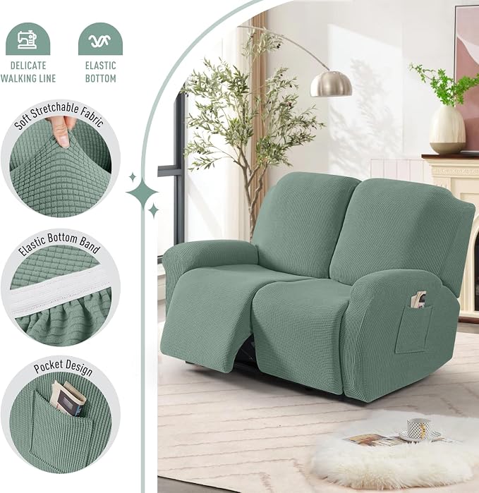 TAOCOCO Recliner Loveseat Slipcover, 6 Pieces Dual Recliner Sofa Covers - Image 3