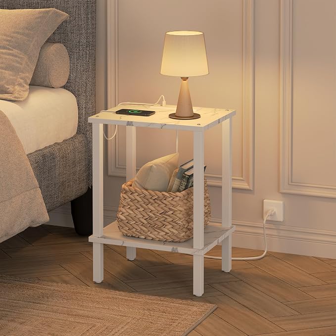 TUTOTAK End Table with Charging Station, Small Side Table with Outlets - Image 4