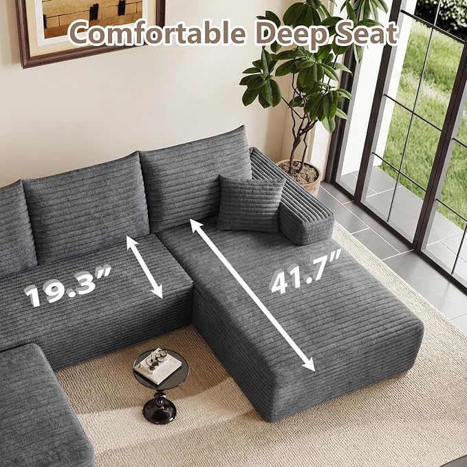 95" Cloud Sectional Couch U-Shaped Chaise - Image 5