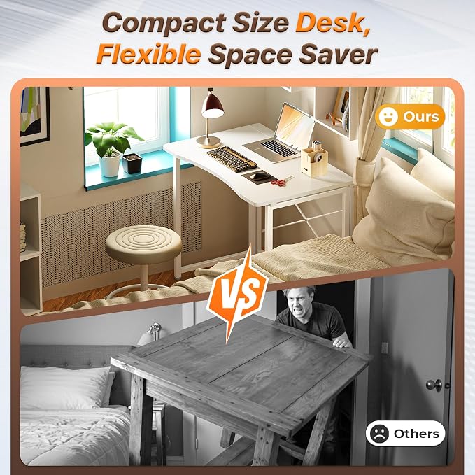 Huuger Folding Desk for Small Spaces, 31.5 Inch Foldable Computer Table - Image 3