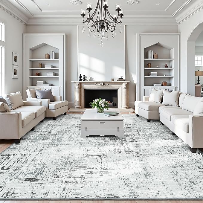 Rugflix 5x7 Washable Area Rugs, Neutral Boho Carpet Living Room Rug Non Slip - Image 9