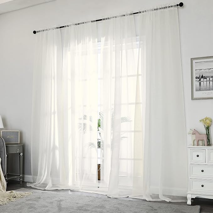 Chyhomenyc Ivory Sheer Curtains 84 Inches Long, Light Filtering Solid Color - Image 2