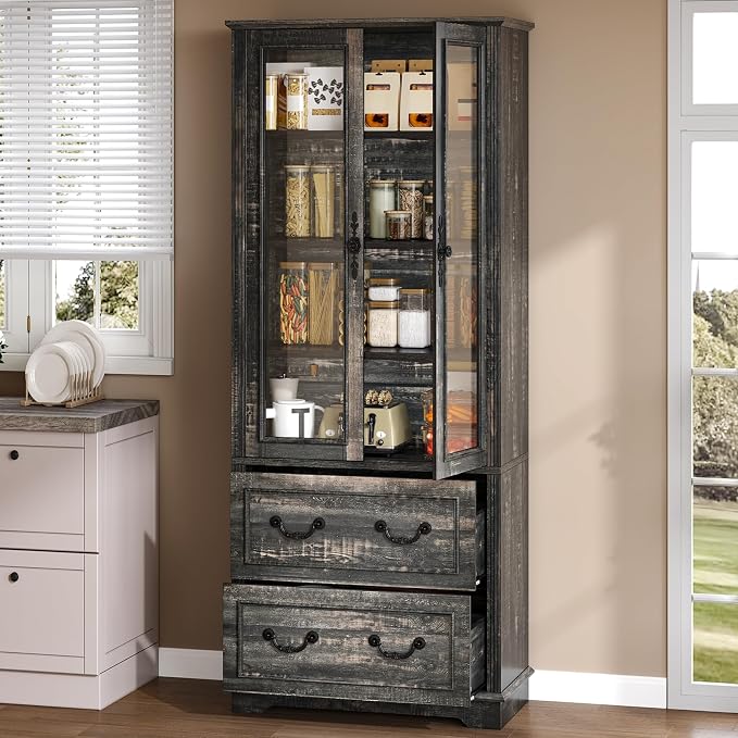 YITAHOME 76'' Tall Kitchen Pantry Cabinet, Freestanding Storage Cabinet by YITAHOME