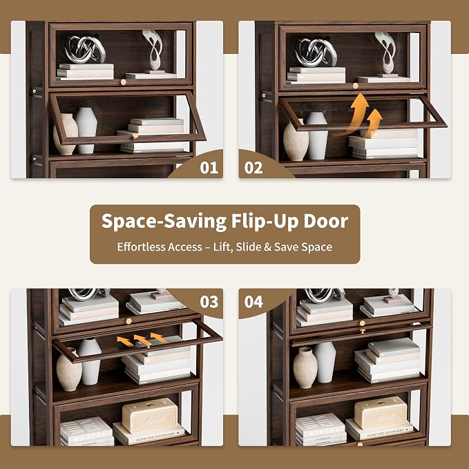 Display Cabinet with Acrylic Glass Doors, 3-Tiers Curio Cabinet with LED - Image 6