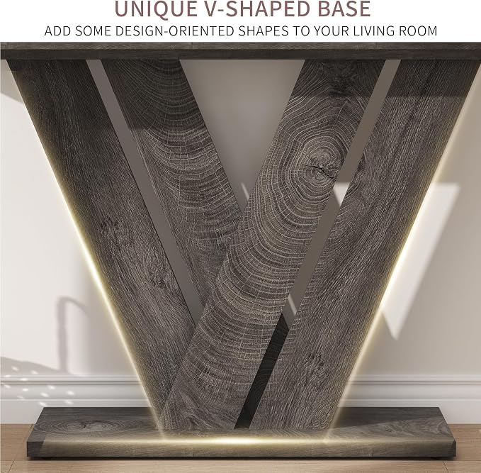 karlott 51 Inch Console Table, Modern V-Shaped Entryway Table, Wood Sofa Table - Image 7