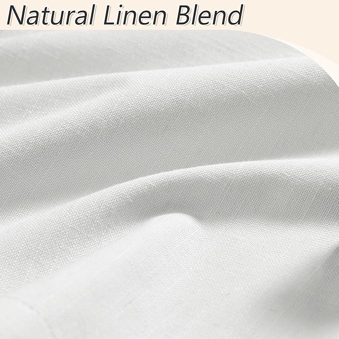 Guken White 100% Blackout Linen Curtains 90 Inch Length 2 Panels Set - Image 6