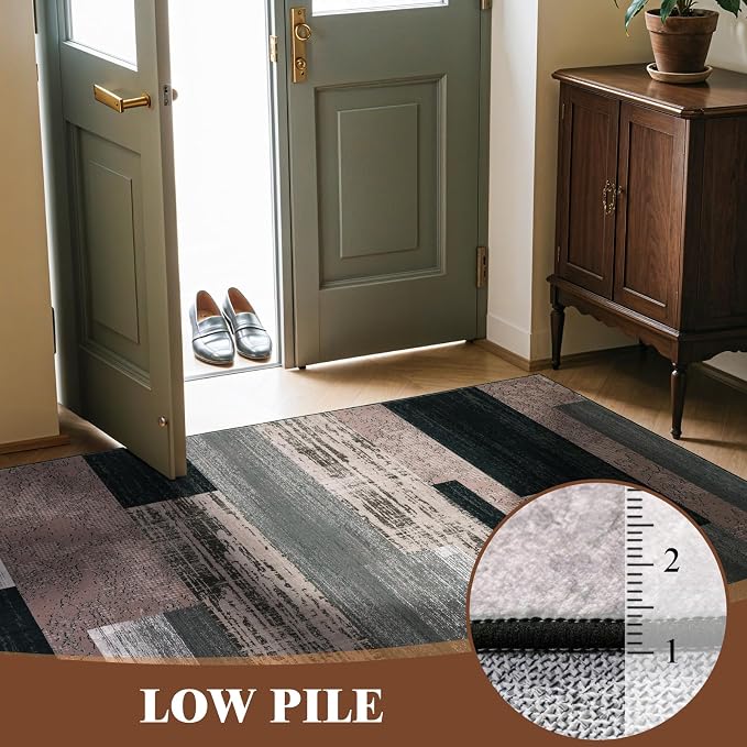 LIANLAM 6x9 Washable Area Rugs for Living Room and Bedroom, Vintage Checkered - Image 8