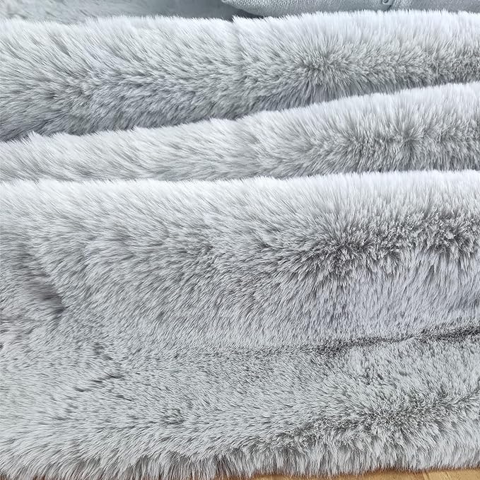 Ghouse Soft Faux Sheepskin Fur Rug 4x6 Grey Fluffy Bedside Rugs Plush Rug Shag - Image 5