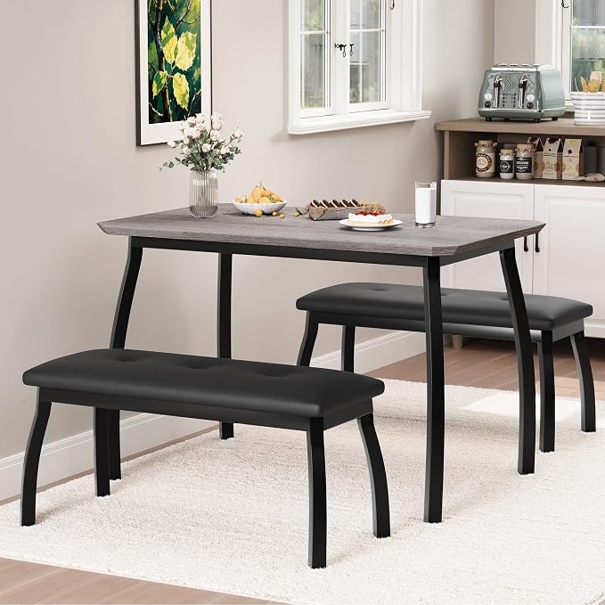 Dining Table for 4, 3-Piece Kitchen Table Set for 4 - Image 8