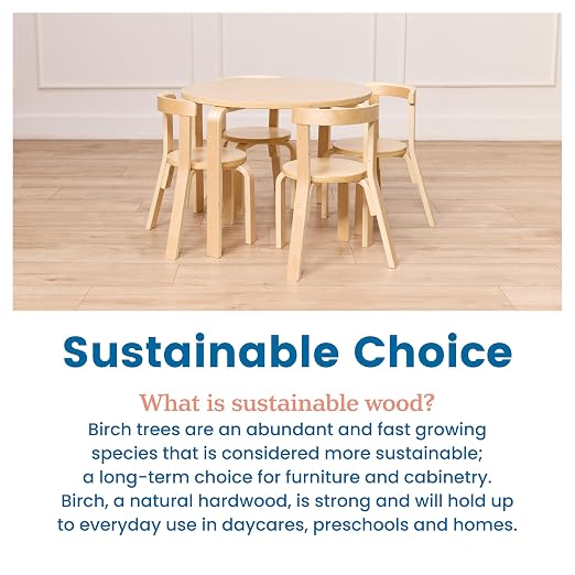 ECR4Kids Bentwood Table and Curved Back Chair Set, Kids Furniture - Image 7
