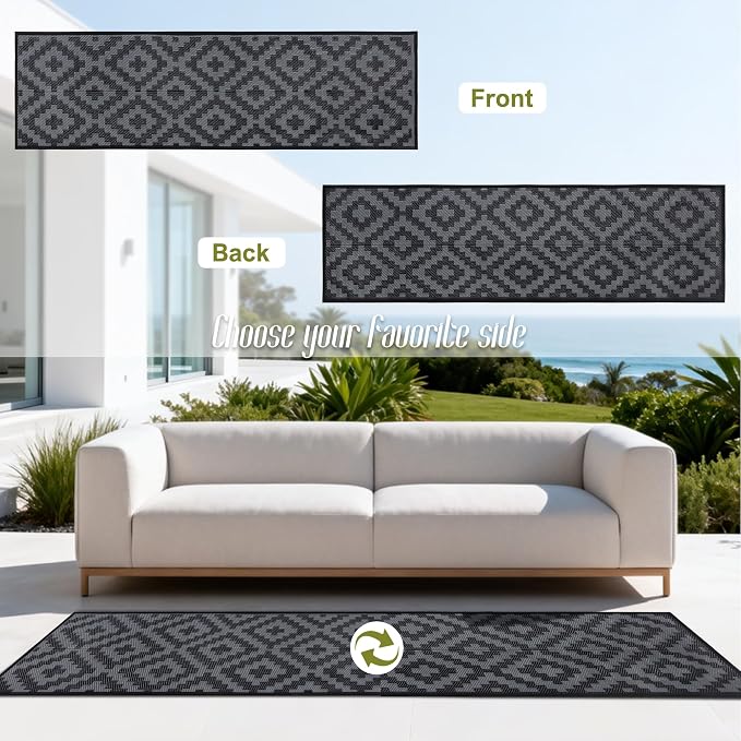 SAND MINE Waterproof Outdoor Rug, Plastic Reversible Rug, Modern Area Rug - Image 3