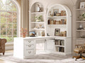 SEDETA 67" L Shaped Desk with Tall Arched Bookshelf, Mid-Century Office by SEDETA