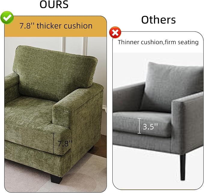 Oversized Living Room Chairs Set of 2, Comfy Accent Chair - Image 5