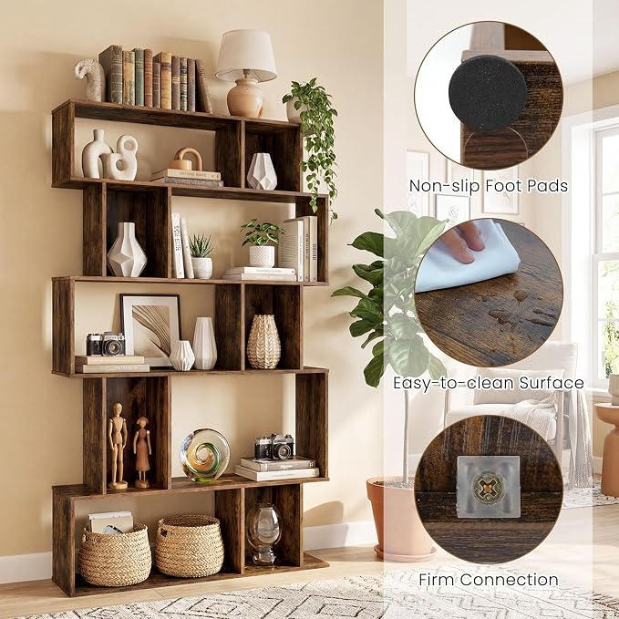 Giantex 5-Tier Bookshelf, 10-Cube Geometric Book Case - Image 5