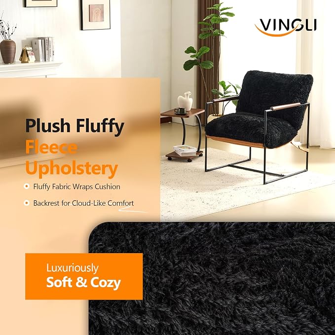 VINGLI 28" Wide Plush Upholstery Sling Modern Accent Chairs Set of 2, Cute - Image 4