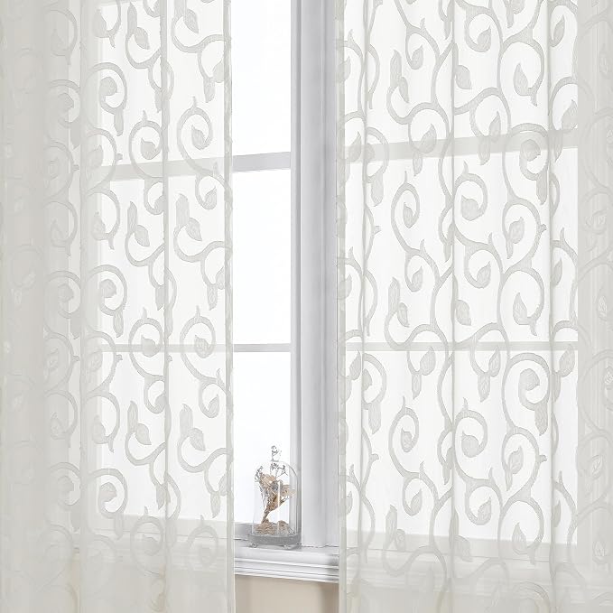OWENIE Furman Ivory Sheer Curtains 96 inches Long by OWENIE