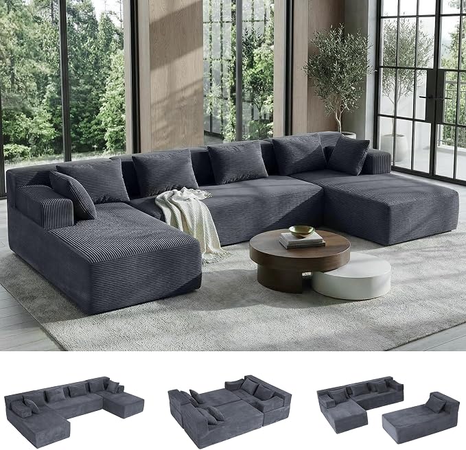 MONVANE 141" U Shaped Cloud Sectional Couch by MONVANE