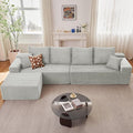 140" Sectional Cloud Couch for Living Room, Modular Floor Deep-Seat Sofa by Lakifun