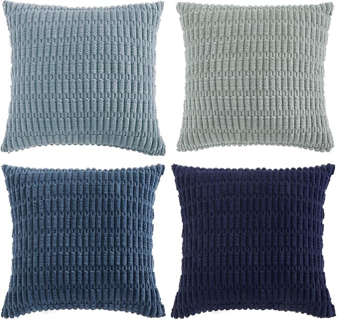 Fancy Homi Set of 4 Blue Boho Decorative Throw Pillow Covers 28x28 Inch - Image 8