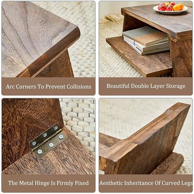 Japanese Floor Table, Japanese Coffee Table, Retro Japanese Wooden End Table - Image 6