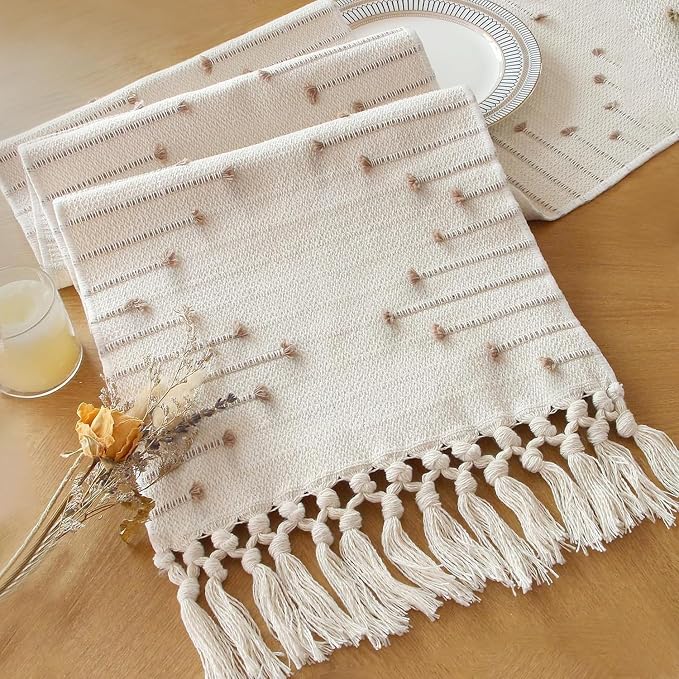FEXIA Boho Table Runner with Tassels 90 Inches Long by FEXIA