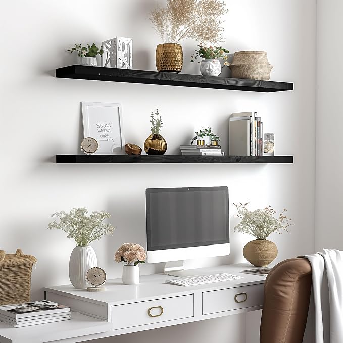 YYWUOJJ Wood Floating Shelves for Wall Decor, Rustic Wall Shelves for Bedroom - Image 6