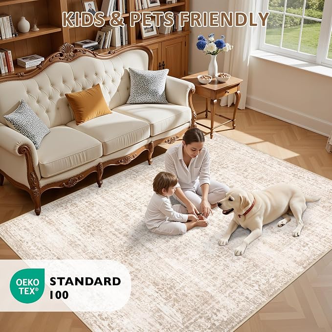 4x6 Area Rugs for Living Room: Washable Rug Soft Vintage Boho Medallion Carpet - Image 8