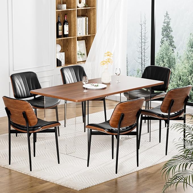 YaFiti Dining Chairs Set of 6, Dining Room and Kitchen Chairs, Mid Century - Image 3
