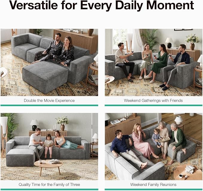 Novilla 109" Modular Sectional Sofa, No Assembly Cloud Sectional Couch - Image 11