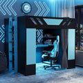 Full Size Wood Loft Bed with Built-in Workstation, Smart Storage, RGB Lighting by Bekeknlny