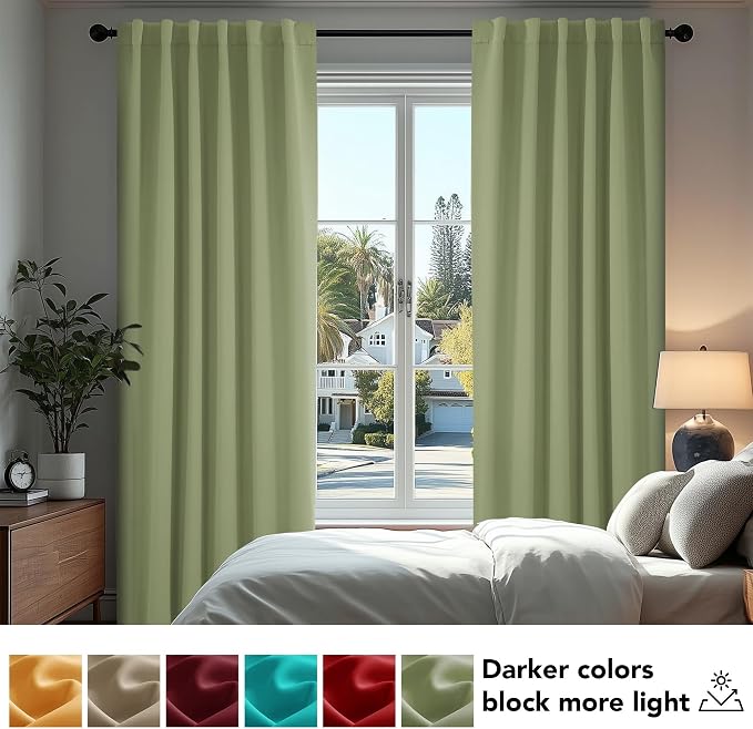 Deconovo Blackout Curtains, Thermal Insulated, W52 x L54 2 Panels, Back Tab - Image 4