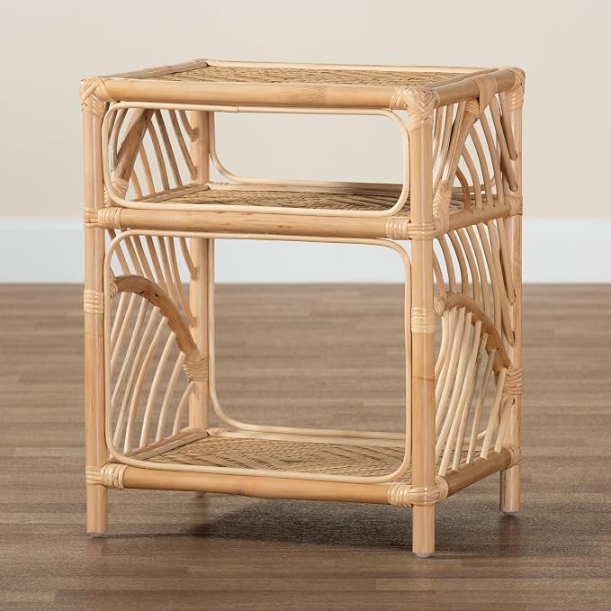 bali & pari Baara Modern Bohemian Natural Rattan Nightstand - Image 8