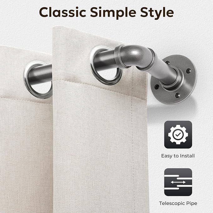 Zeerobee Curtain Rods for Windows 66 to 120, 1 Inch Industrial Wrap Around Grey - Image 9