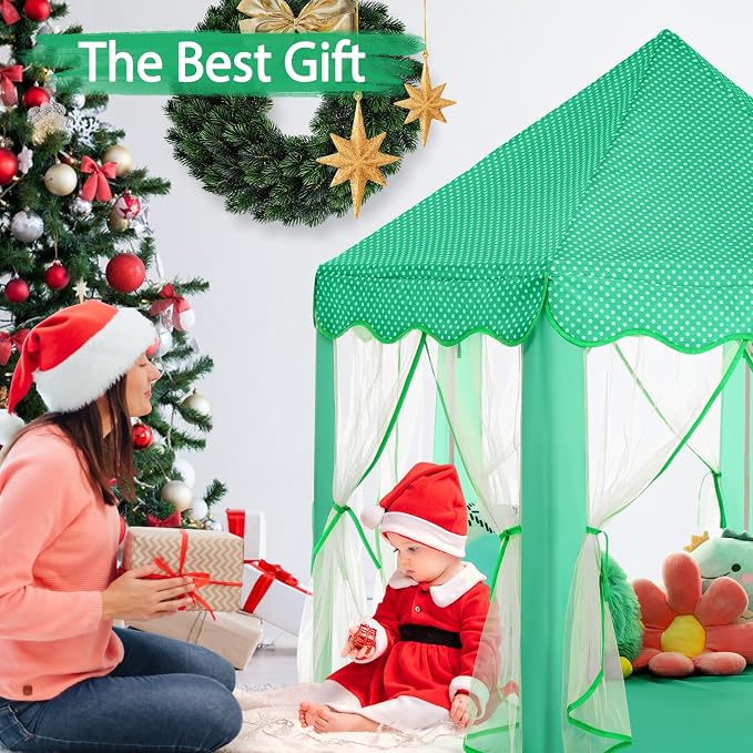Monobeach Princess Tent Girls Green Large Playhouse Kids Castle Play Tent - Image 4