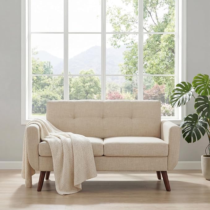 Tbfit 56" W Loveseat Sofa, Mid Century Modern Decor Love Seat Couches - Image 3