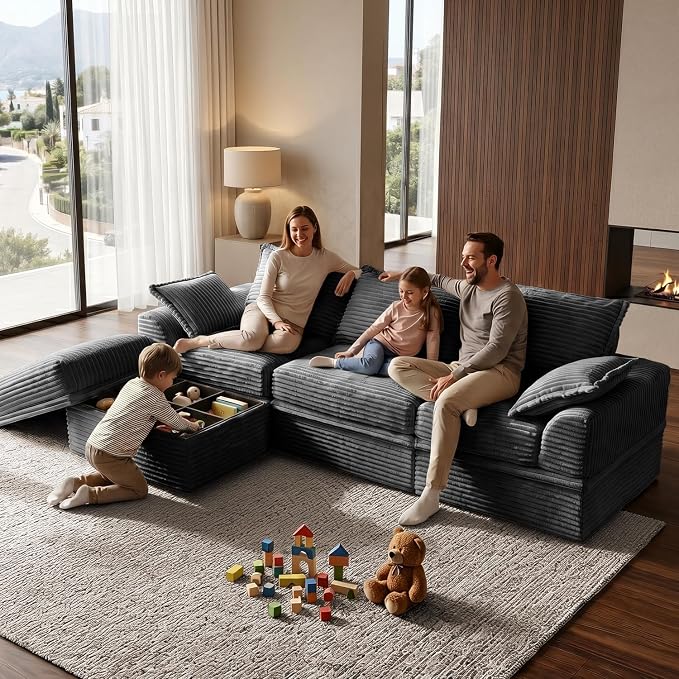 Upgrade Boneless Couch with Storage, Extra Deep&High Seat Modular Sectional - Image 2