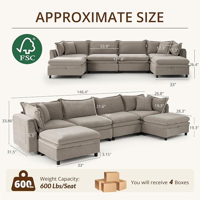 146.4'' Modular Sectional Sofa - Image 2