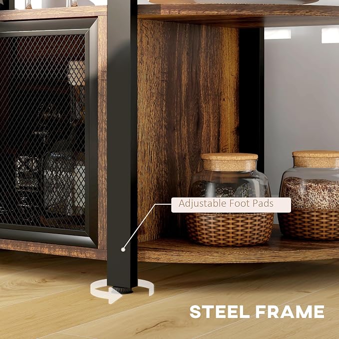 HOMCOM Wine Bar Cabinet with Charging Station and LED Lights, Industrial Liquor - Image 7
