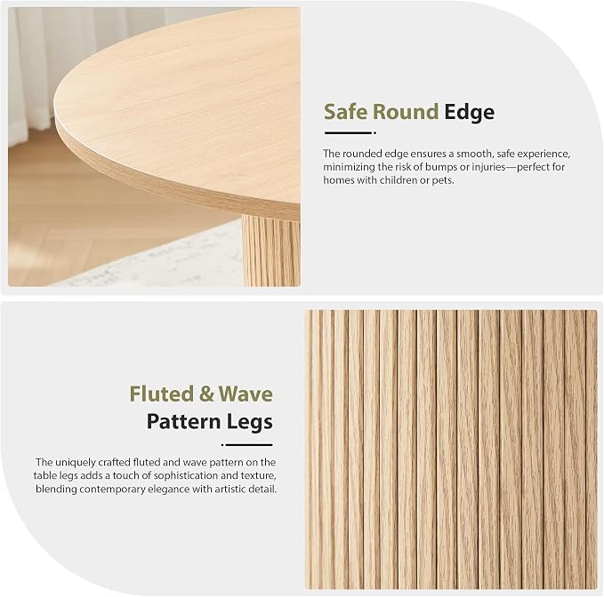 31.5" Round Dining Table for 2-4, Modern Farmhouse Kitchen Table - Image 4