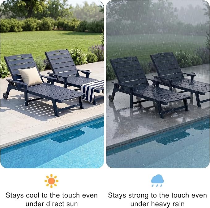 Outdoor Lounge Chair with 5-Position Adjustable, Outside Lounge Chair with Cup - Image 7