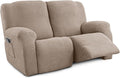 Recliner Loveseat Covers with Console, 6-Piece Stretch Geometric Strokes by Unknown
