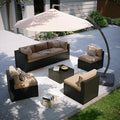 Aoxun Patio Furniture Set with Umbrella, 8 Piece Outdoor Sectional Sofas by Aoxun