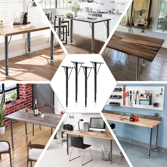 Adjustable Table Legs 19-30 Inch, Heavy Duty Steel Furniture Legs - Image 6